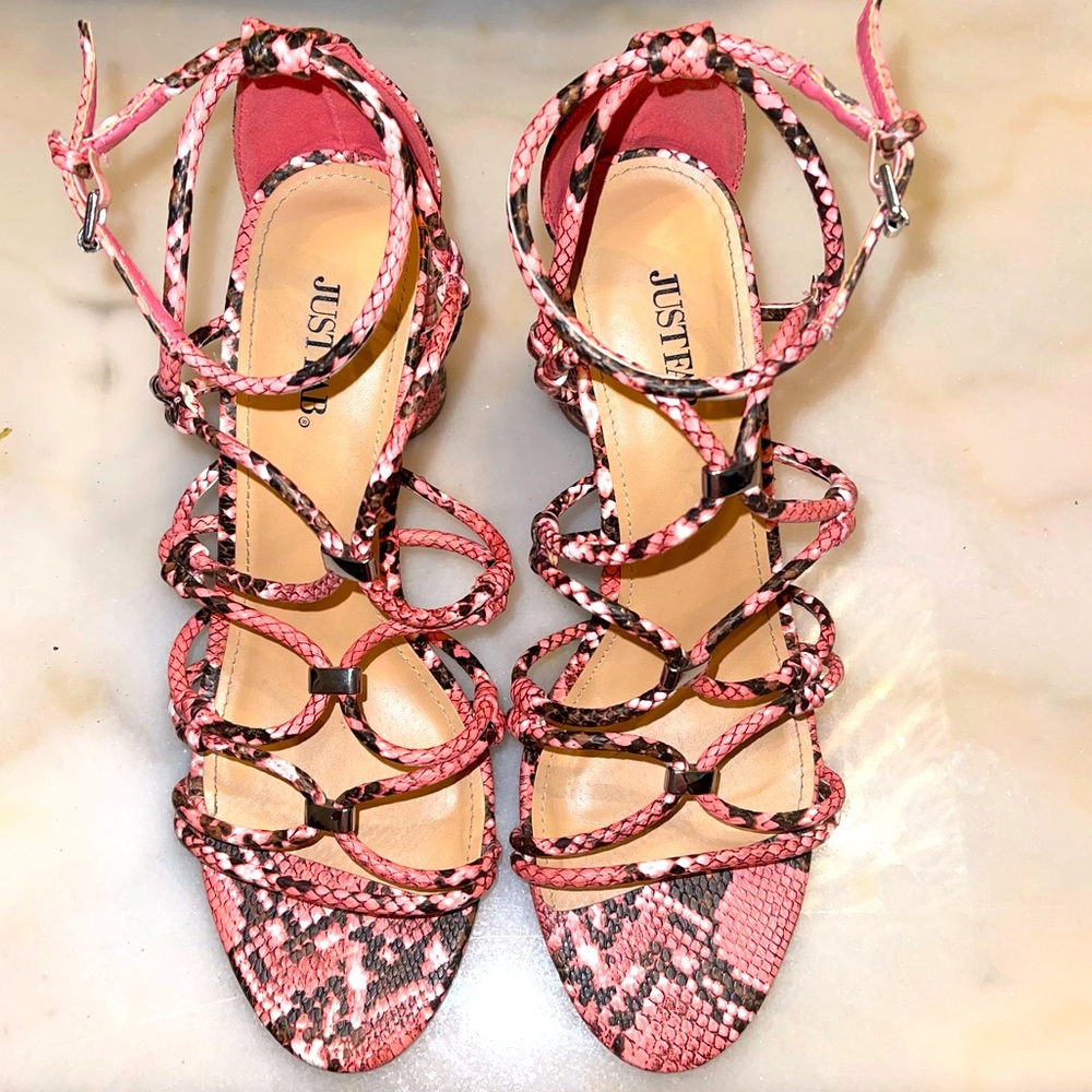 Just fab snake print sandals like new